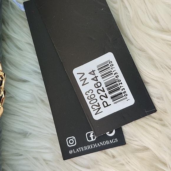 NWT LA TERRE NAVY VEGAN PATENT HAND/CROSSBODY BAG - Picture 8 of 11